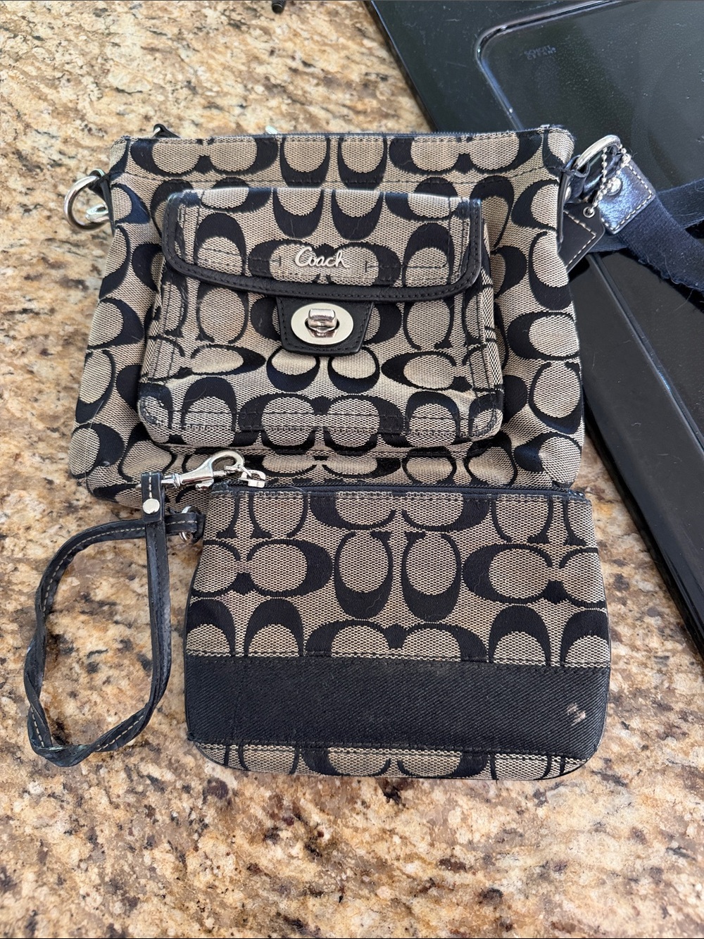 Coach Mini Crossbody Bag in Khaki and Black